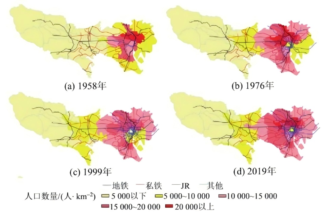 东京都地区轨道交通与居住人口分布 002